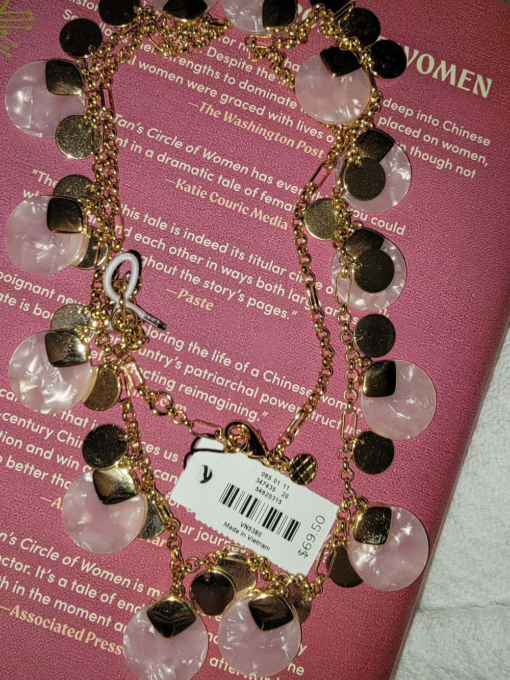 Gold and Light Pink Pendant Necklace - Brand: TALBOTS